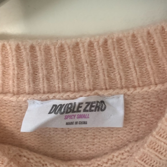 Women’s Double Zero Spicy Small Pink W/ Black Stripes Sweater - Picture 6 of 6